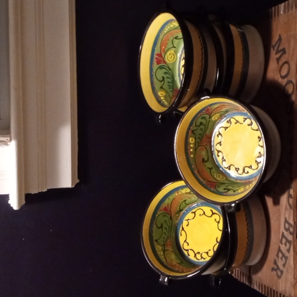 6 Lg Hand Painted Italian pottery bowls  From in Spain by El Poyeton makers mark